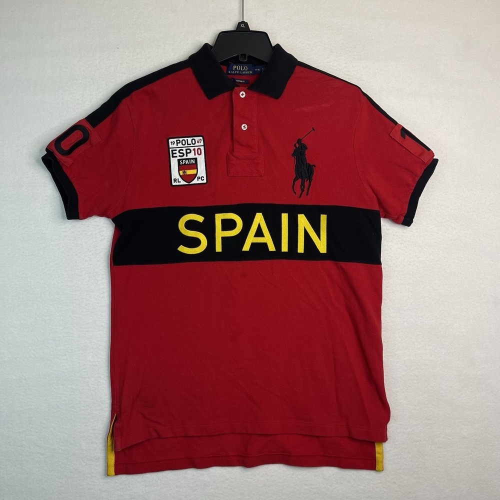 Polo Ralph Lauren Spain #10 Big Pony Shirt Red Medium Chief Keef Vintage Y2K
